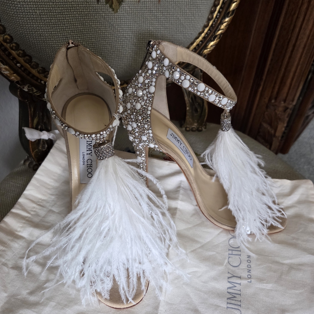 Jimmy Choo Crystal and Feather Heels